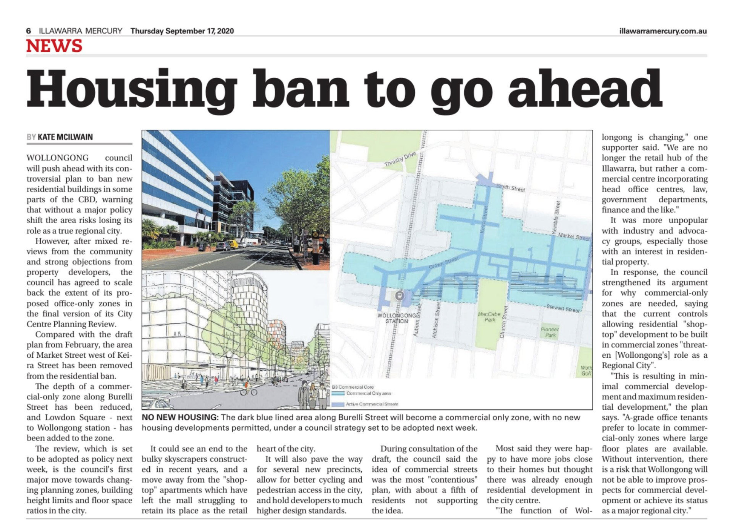 17 SEP 2020 Merc Housing Ban To Go Ahead In Wollongong